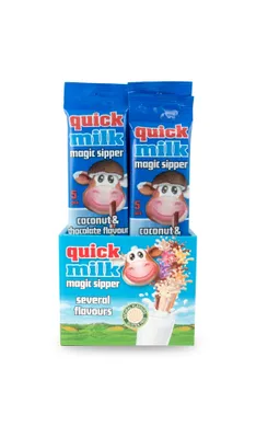 Produktbild von QUICK MILK - Coconut & Chocolate -Trinkhalme mit Kokos&Schokoladengeschmack - 30 g