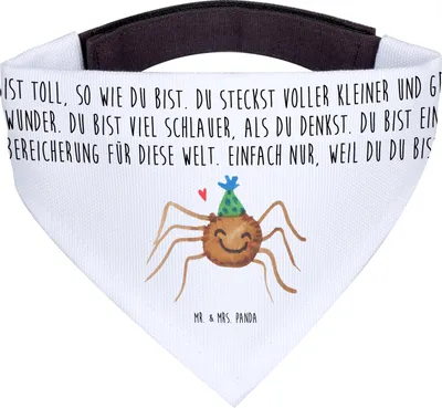 Produktbild von Mr. & Mrs. Panda Hundeschal Spinne Agathe Party - Weiß - Geschenk, Hundehalstuch, Halstuch Hund, Bandana, Dreieckstuch, Wunder, Selbstliebe, Hunde Hals Tuch, Motivation