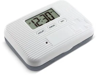 Zdjęcie produktu dla Elektroniczny pojemnik na leki z wyświetlaczem LCD, 6 przegródek, cyfrowe przypomnienie o lekach, przenośny mini pojemnik na leki, do użytku poza domem, brązowy