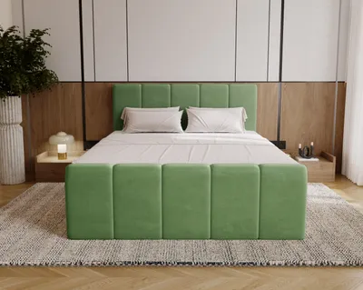 Produktbild von Kaiser Möbel Boxspringbett Berg mit Matratze, Stoff Komodo Grün 120x200 cm