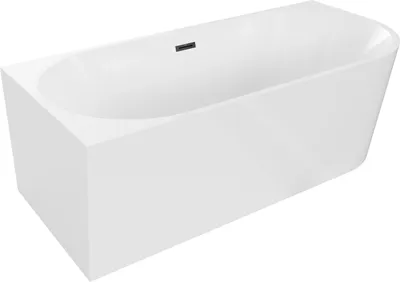Produktbild von Mexen Mia freistehende Eckbadewanne links 180 x 80 cm, weiß, schwarzer Überlauf - 52691808000L-70