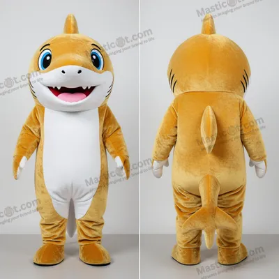 Produktbild von Goldener MASTICOT Plüsch-Hai-Maskottchen mit breiten Schultern