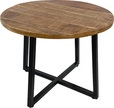 Produktbild von Couchtisch rund 60cm Beistelltisch Cannes Metall-Gestell schwarz matt