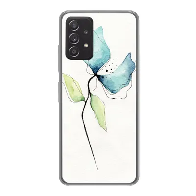 Produktbild von MuchoWow® Handyhülle Schutzhülle Hülle für Samsung Galaxy A33 5G Blumen - Aquarell - Blau Silikon Softcase Handy Hülle - Kartenhalter