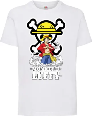 Produktbild von Kinder T-Shirt One Manga Piece Anime 07 Monkey Straw, 9-11 Jahr - 140 / Weiß