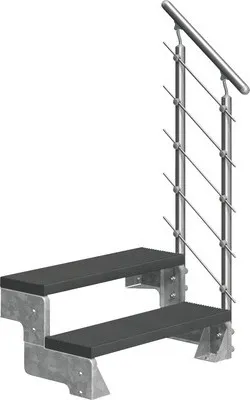 Produktbild von Aussentreppe Pertura Tallis mit Prova Geländer 2 Steigungen 100 cm anthrazit