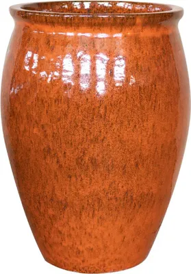 Produktbild von Provencelia Keramik Pflanzkübel Bacchus Herbstorange, Ø36 x H52 cm, frostbeständig, handgefertigt, glasiert, Outdoor, Garten, Terrasse, winterfest