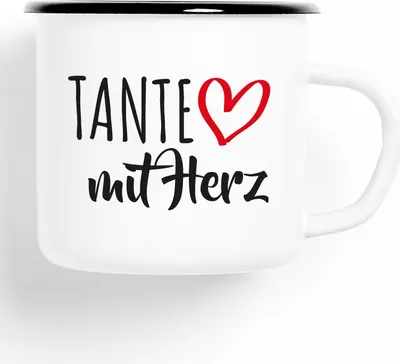 Produktbild von Huuraa Emaille Tasse Tante Geschenk Kaffeebecher Vintage 300ml Tante Präsent