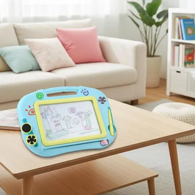 Produktbild von Magnetische Zaubertafel 32x23 cm – Wiederbeschreibbare Maltafel mit Magnetstift & 2 Stempeln, kreative Frühförderung und Reisespiel für Kinder
