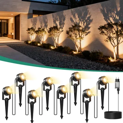 8-in-1 LED-Tuinleuchten-Set, 24 m Kabel, 3000 K, IP65, 48 LEDs