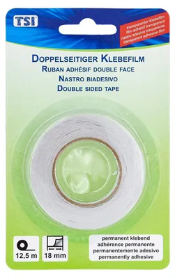 Productafbeelding van Dubbelzijdig tape kleeffolie - 18 mm x 12,5 m - Transparant