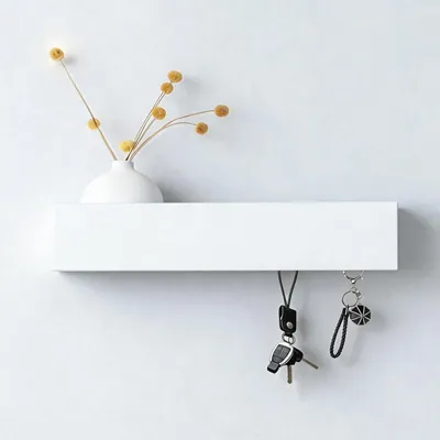 Immagine prodotto di Portachiavi con ripiano - Porta chiavi da parete - Organizzatore per chiavi - 5 ganci - Salvaspazio - 30 x 7,5 x 6 cm