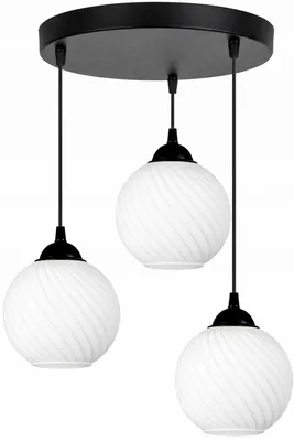 Produktbild von FKL DESIGN Home Deco 3-flammige Deckenlampe mit geriffelten Weiß Glaskugeln Ø15 cm – Moderne Deckenleuchte, E27 60W, (N897-ER3)