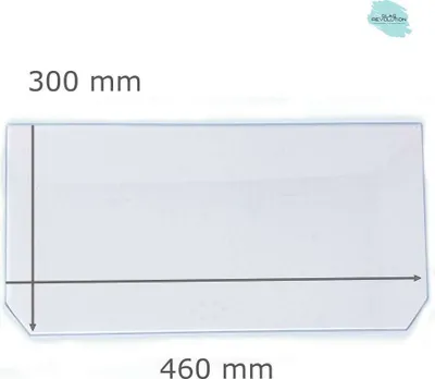 Produktbild von Kühlschrank Einlegeboden - Klarglas 4 mm - 2 abgeschrägte Ecken - 460 mm x 300 mm - (89,96 EUR / qm - Mindestbfl. 0,25 qm - Kantenb. 5,35 EUR / lfm - Eckenb. 1,00 EUR / Stck. )