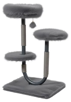 Productafbeelding van Fudajo Urban Compact, grijze krabpaal van 99 cm, U-vormige kattenboom met kattenbed, krabsnoer en speelbal