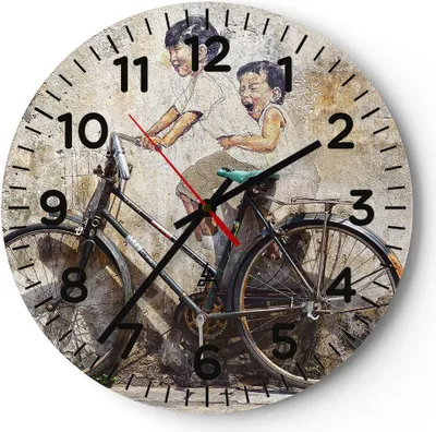 Produktbild von Wanduhr - Rund - Glasuhr - Graffiti modern - 30x30cm - Schleichendes Uhrwerk - Lautlos - zum Aufhängen bereit - Dekoration Modern - Wanddekoration aus Glas - C4AR30x30-3617