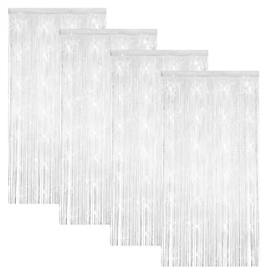 Zdjęcie produktu dla Zasłona okienna, zasłona do drzwi, z koralikami - 4 sztuki, 100 x 200 cm, biała