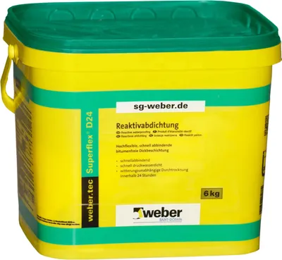 Produktbild von weber.tec Superflex D24 Bitumen Dickbeschichtung Deitermann Reaktivabdichtung, 6 Kg