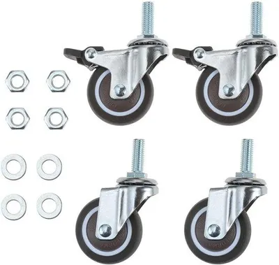 Obrázok produktu pre Kolesá M10 pre nábytok, 4-kolesové, 50 mm, ťažké kolesá s brzdami, nosnosť 108 kg