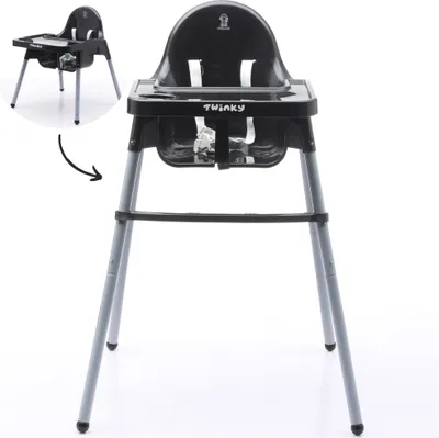 Produktbild von Twinky 2-in-1-Hochstuhl ECO – Verstellbarer Hochstuhl mit Esstisch und Tablethalter für Babys und Kinder – rutschfeste Beine – Schwarz