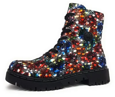 Image de Chaussures de randonnée pour femmes Rieker, modèle bottines, lacets, couleur noire, style décontracté