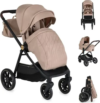 Produktbild von Cangaroo Kombikinderwagen Celebrity 2 in 1 Stoßdämpfer PolyurethanRollen Wickeltasche beige