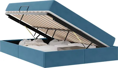 Obrázek produktu pro vidaXL Úložná postel s matrací tmavě modrá 140 x 200 cm sametová