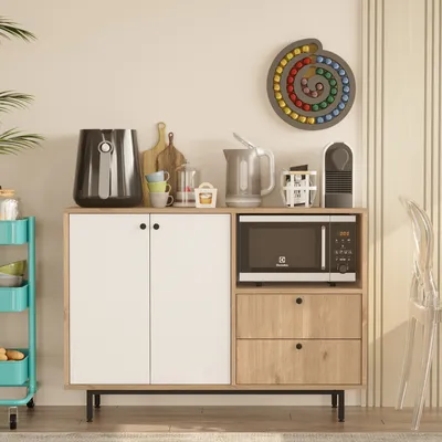 Produktbild von Skye Decor, RE2-SW, Mehrzweckschrank, Eiche, 100 % MELAMINBESCHICHTETE SPANPLATTEN, 120 x 35,5 x 85 cm