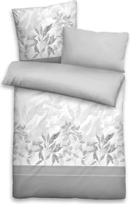 Produktbild von biberna Baumwoll-Satin Bettwäsche 0615170 FLORAL color: grau, size: 1x 135x200 cm + 1x 40x80 cm + 1x 80x80 cm