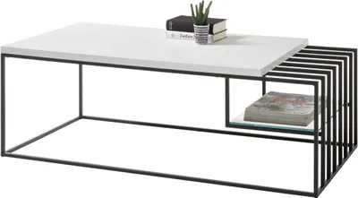 Zdjęcie produktu dla Couchtisch >Jurien Bay< in Weiß matt lackiert - 120x40x60cm (BxHxT)