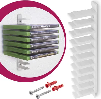 Produktbild von Floating Wandhalterung Modular Halterung Träger Weiß passend für Blu Ray Xbox Spiele