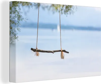 Produktbild von OneMillionCanvasses® - Leinwandbilder - 140x90 cm, Strandschaukel Caraiben, Wandbilder Kunstdruck Wanddekoration - Foto auf Leinwand - Gemälde auf Holzrahmen
