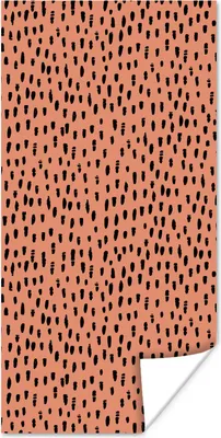 Produktbild von MuchoWow® Poster Polka dots - Schwarz - Orange 60x120 cm - Wandschmuck
