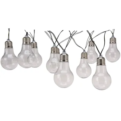 A string of solar-powered LED light bulbs.