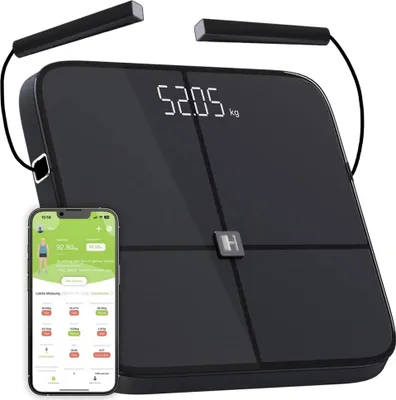 Produktbild von HAMMER Körperanalysewaage Body Screen TX, schwarz, 8 Sensoren, 15 Messungen inkl. App