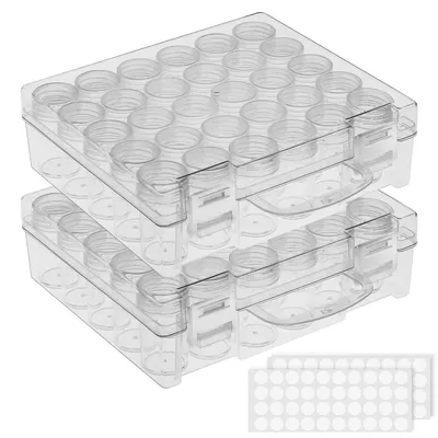 Produktbild von Zubehörboxen für Diamantmalerei, Aufbewahrungsbox für Diamantmalerei für Erwachsene, Aufbewahrungsbox für 30 Perlen mit Aufklebern (2 Stück)