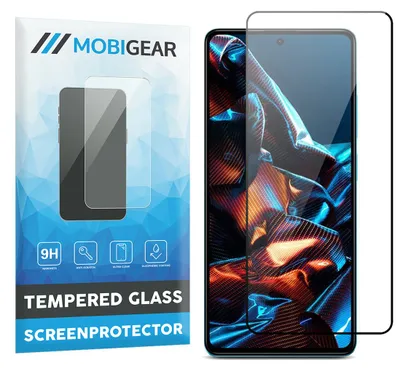 Produktbild von Mobigear Premium Displayschutzfolie für POCO X5 Pro, gehärtetes Glas, Displayschutz - kompatibel mit Hüllen - Schwarz