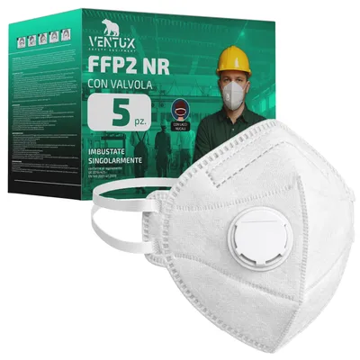 FFP2-Maske mit Ventil, 5 Stück, faltbar, weiß