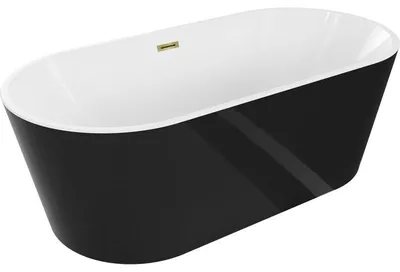 Obrázek produktu pro Mexen Luna volně stojící vana 140 x 75 cm, bílá/černá, přepad zlatý - 52031407575-50