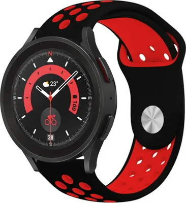 Produktbild von Strap-it Samsung Galaxy Watch 5 Pro Sportarmband (Schwarz/Rot)