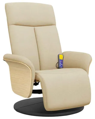 Produktbild von vidaXL Massagesessel mit Fußteil Creme Stoff