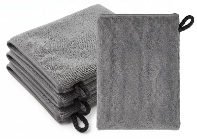 Immagine prodotto di Set da 4 spugne e guanti da bagno in cotone, colore grigio