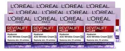 Produktbild von 12 x L'Oréal Paris Revitalift Filler Anti-Rimpel Dagcreme - 50 ml - Vorteilspackung - 12 Stücke