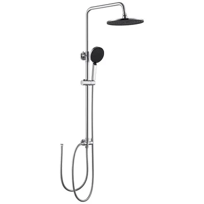 Produktbild von Auralum Rund-chromRegendusche ohne Armatur, Duscharmatur mit Ø 250 mm Regendusche, 4 Strahlarten Duschkopf und Höhenverstellbarer Duschstange