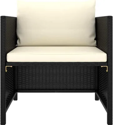 Produktbild von vidaXL Gartensofa mit Kissen Schwarz Poly Rattan