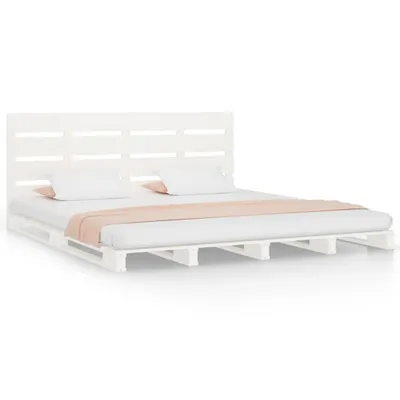 Image de vidaXL Lit en bois massif blanc 120x190 cm pin