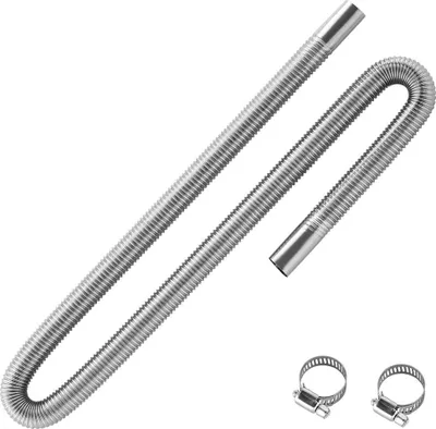 Immagine prodotto di Tubo di scarico, tubo di scarico flessibile per riscaldatore diesel da 1200 mm, tubo di scarico in acciaio inossidabile con 2 fascette stringitubo, kit tubi di scarico Accessori per riscaldatori diesel da 2 kW, 5 kW e 8 kW