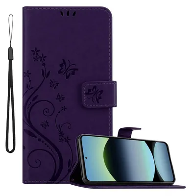 Image de Cadorabo Housse pour Xiaomi RedMi Note 14 5G Housse en FLORAL VERT LILAIS Housse de protection au design floral avec fermeture magnétique, fonction de rangement et emplacements pour cartes Book Case Cover