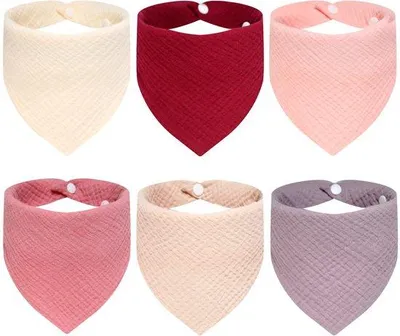 Produktbild von Baby-Abdeckungen 6er Set mit Dreiecksgestalt, weich und absorberende Mousseline-Abdeckungen mit 2 verstellbaren Druckknöpfen für Babys und Kleinkinder