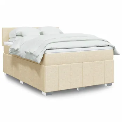 Image de Maison Exclusive - Lit boxspring avec matelas Crème 140x200 cm Tissu